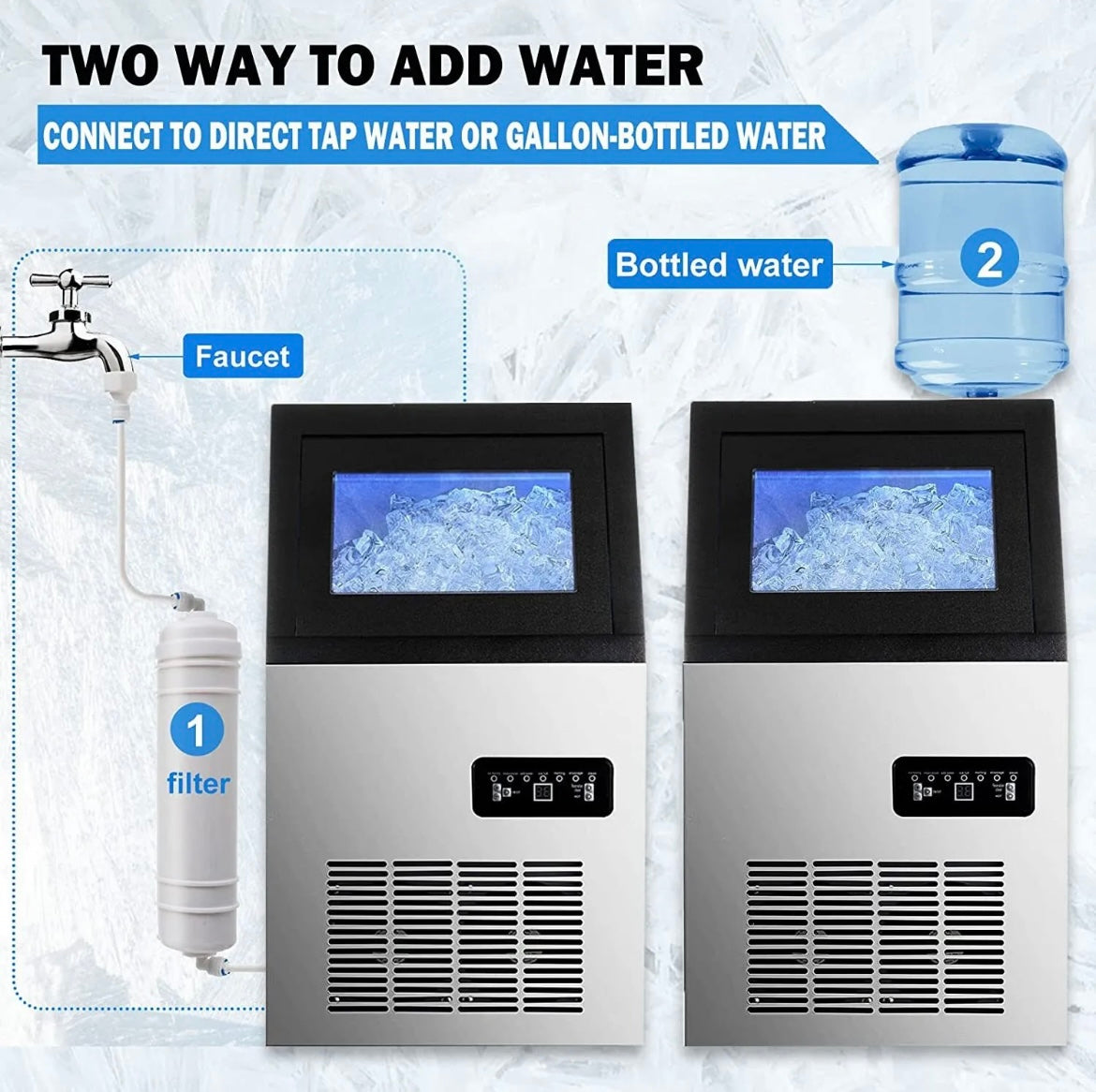 Commercial Grade Ice Maker, Produces 90 Pounds of Ice Every 24 Hours