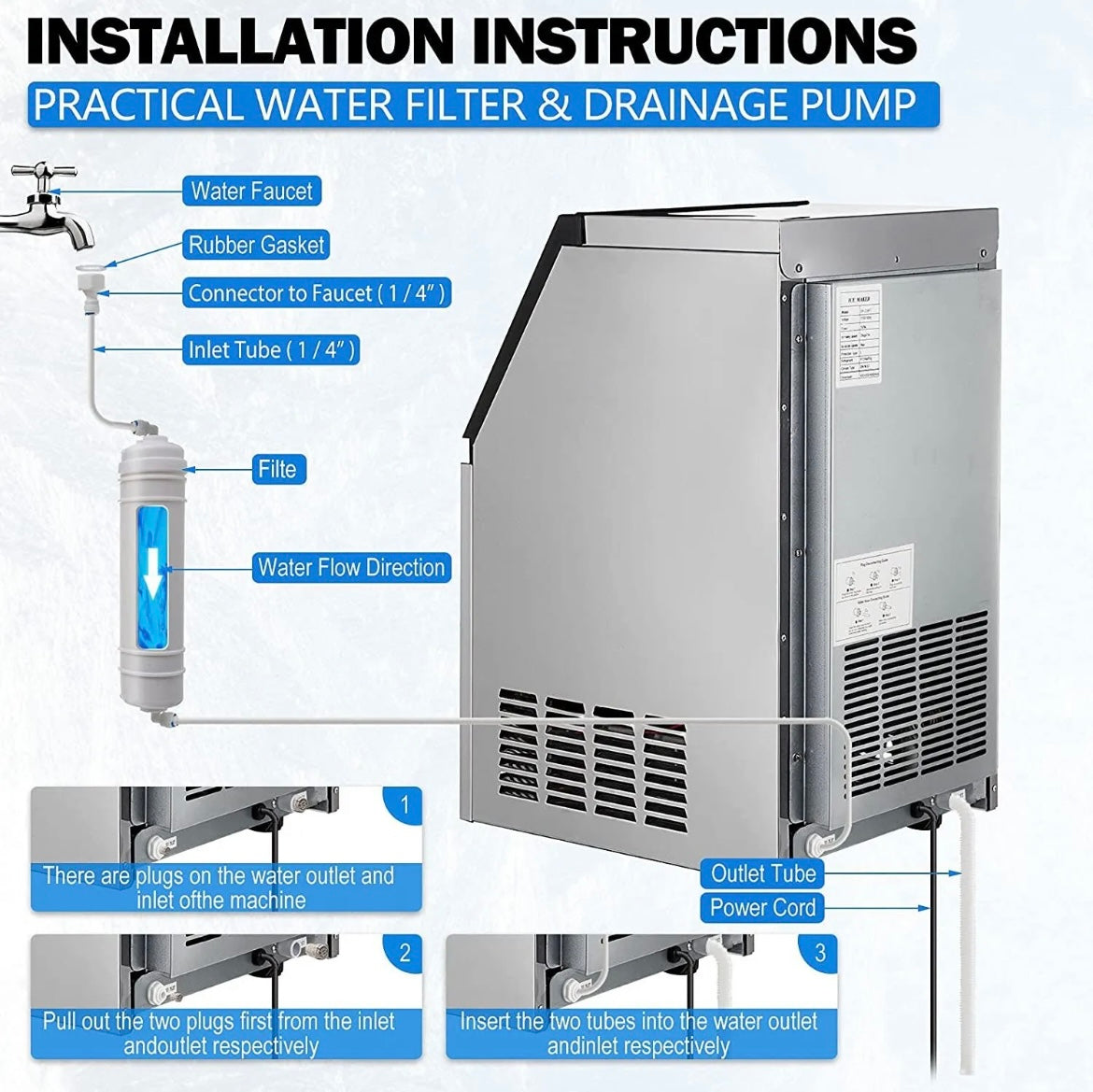 Commercial Grade Ice Maker, Produces 90 Pounds of Ice Every 24 Hours